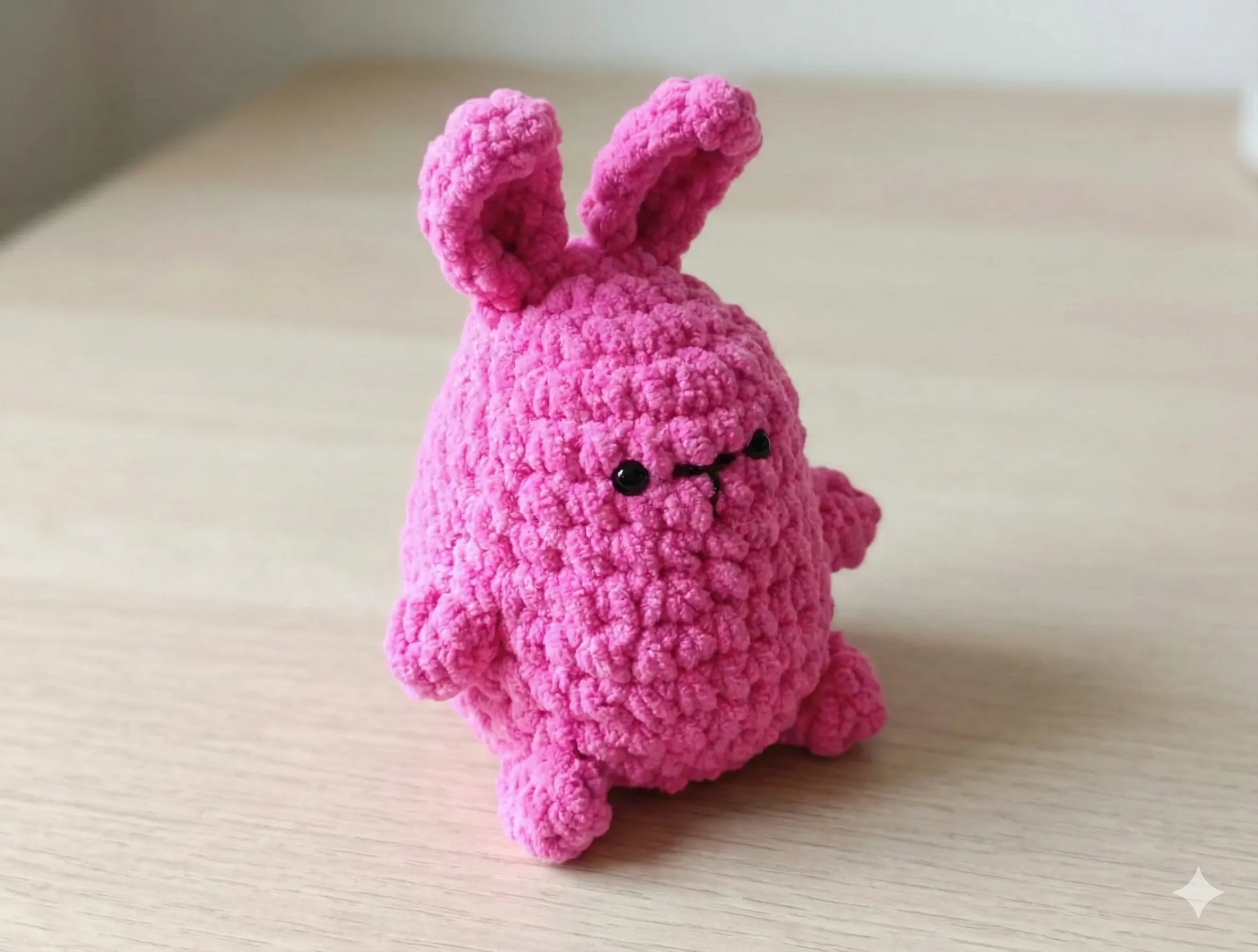 Handmade Crochet Chubby Bunny Plushie | Soft Chenille Amigurumi Toy