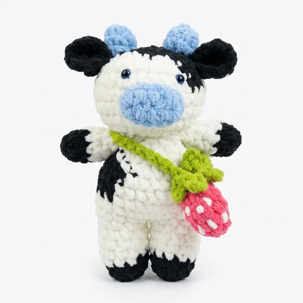 Handmade Crochet Cow Plush Toy | Soft & Cute  Amigurumi Cow Doll for Kids