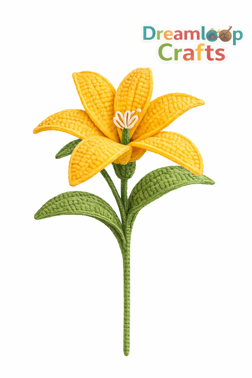 Handmade Crochet Yellow Lily Flower | Everlasting Artificial Plant Decor